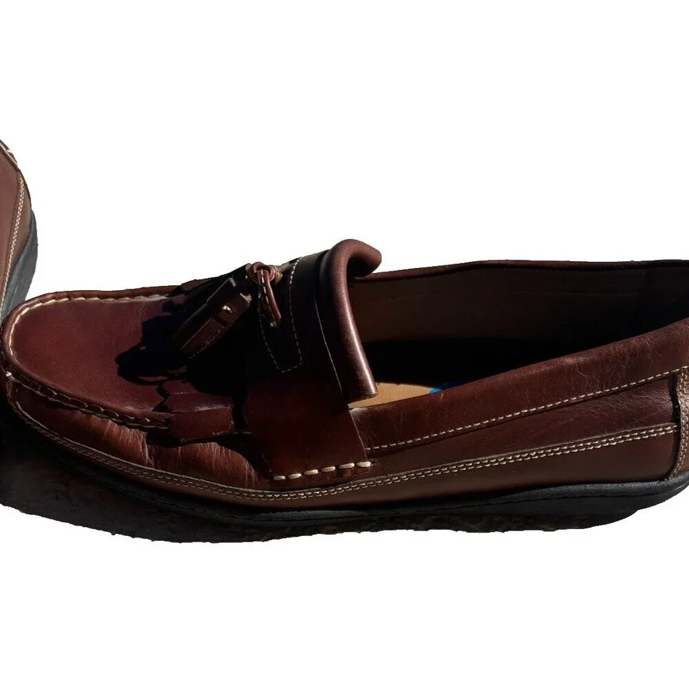 Johnston & Murphy Halsey Loafers Men's 11.5 M Brown Woven Kiltie Tassel 20-2394